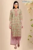 Shobha Pink Cotton Block Print Straight Kurta - Rose Shree
