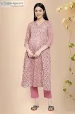 Aandhi Block Printed Cotton Kurta - Rose Shree