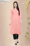 Charlotte Solid Cotton Straight Kurta - Rose Shree