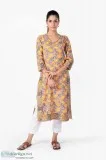 Peelaa Kusumit Straight Kurta- Rose Shree