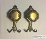 New - Vintage Antique VCR Made in Italy Brass Door Knob Hook Coa