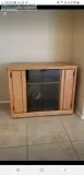 Oak rolling tv stand