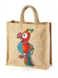 Jute hand painted bags One side paint Save birds manufacturer ex