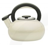 Prestige 46246 ALMOND Whistling Retro Enamel Stove Top Kettle 1.