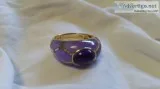 14k Yellow Gold Amethyst Lavender Jade Ring