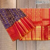Royal blue with Magenta Traditional Kanchi jaal Saree