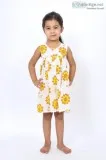 Yellow Sunflower Block Printed sleeveless Frock for girls