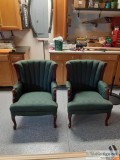 Green Cloth Living Room Chairs (2 pieces)