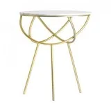 Calim Art Deco White Marble And Gold Side Table Ready Assembled