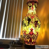 Stunning Stained Glass with Jewels Floor Lamp in the shape of a 