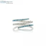 WHITE GOLD DIAMOND TURQUOISE SPIRAL RING - Sofia Jewelry