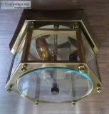VINTAGE BRASS HEXAGON FLUSH MOUNT LIGHT FIXTURES-2
