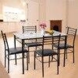 5 PC Dining Set w Tempered Glass