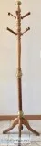 New - Vintage Antique Standing Solid Oak WoodBrass Coat Hanger