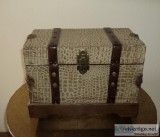 New -  Vintage Faux Crocodile Leather Trunk with Belted Leather 