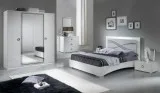 Italian White And Grey High Gloss Bedroom Set With LED Lights