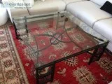 Designer Wrought Iron and Glass Coffee Table