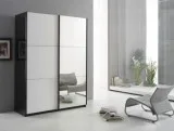 Bedo Italian Made Black And White Sliding Door Wardrobe Mirrored