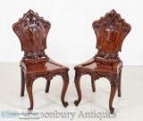 Buy Pair Victorian Hall Chairs - Antique Mahogany 1850 Online