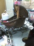 ANTIQUE WICKER DOLL BUGGY 200 and CHILDS WICKER ROCKING CHAIR 50