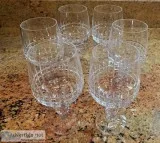 Set of 6 Bohemia Crystal Etched Wine Glasses With Diamond Ball S