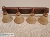 Antique Brass 4-Light Wall Mount Vanity Lighting with Frosted Am