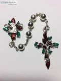 Pewter Christmas Poinsettia Rosary Kit