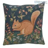 TREE SQUIRREL FRENCH TAPESTRY CUSHION - MEDIEVAL ART PILLOW COVE
