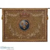 FRENCH TAPESTRY FLEUR DE LYS - COURRONNE EMPIRE WALL HANGING TAP