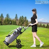 Free Shipping 2-Wheel Foldable Golf Push Cart Trolley metaoutdoo