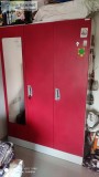 Godrej 3 door cupboard red colour with mirror and locker in very