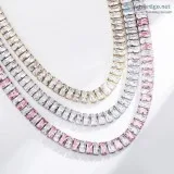 18k White Gold Plated Baguette Choker Necklace