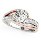 Buy 14k White And Rose Gold Bypass Shank Diamond Engagement Ring