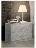 Grey Marble Effect 2 Drawer Bedside Table