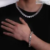 16mm 18k White Gold Plated Baguette Curb Link Chain