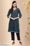 Vagmi Straight Cotton Block_Print_Kurta- Rose Shree