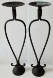 New - A Pair of HEART-Shaped Iron Candle Holders