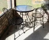 Vintage Shiny Polished Black Wrought Iron IndoorOutdoor Bistro T