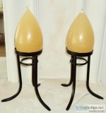 New - Pair of Teardrop Candles With Holders