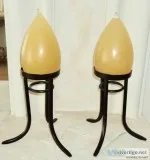 New - Pair of Teardrop Candles With Holders