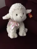 Lamb with God Bless on Ribbon