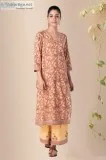 Purple Block Printed Straight Cotton Kurta- Rose Shree