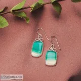 Striped Green Onyx Agate Gemstone Earrings