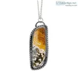 Yellow and Green Ocean Jasper Gemstone Necklace
