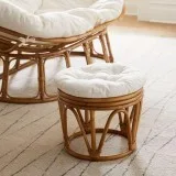 pappasan chair with foot stool- blond color rattanbamboo