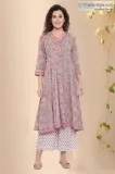 Anisha Jaal Buti Cotton Block Print Kurta - Rose Shree