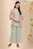Shreya Cotton Block print Kimono - Rose Shree