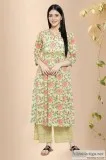 Nithyashree Block Print Anarkali Kurta - Rose Shree