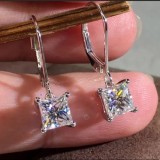 2 Carat Princess Solitaire Drop Earrings