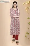 Sophia Block Print Stylish Kurta - Rose Shree